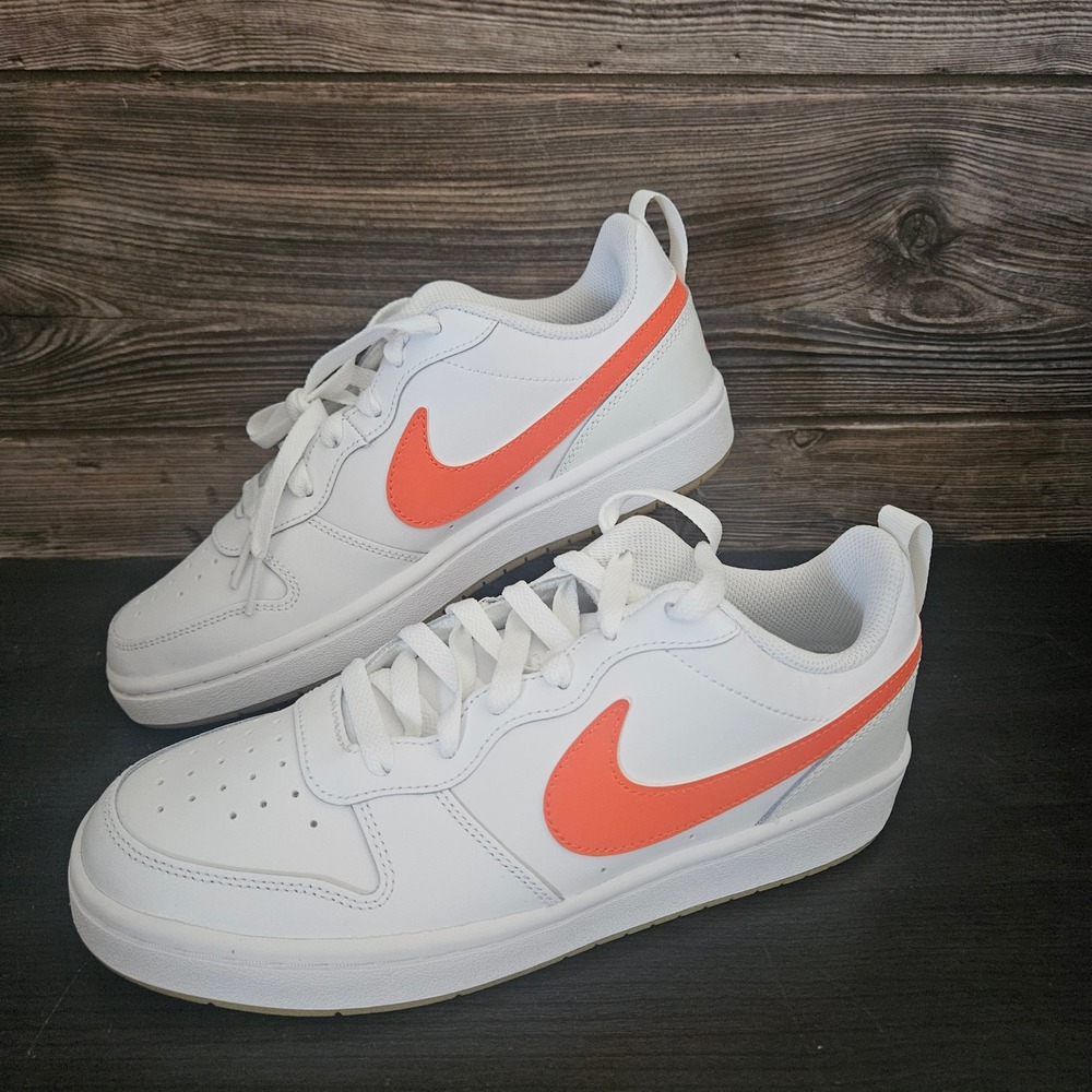 Nike Court Borough Low 2 Kids White Orange Basketball Shoes Size 6Y Streetwear‎
